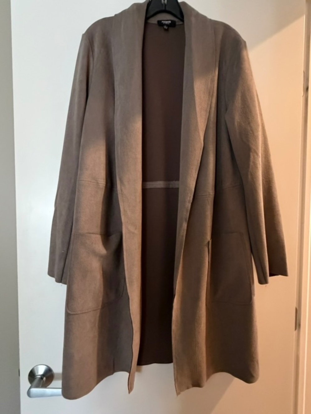 Premise Studio Faux Leather Duster Tan Sz: L
